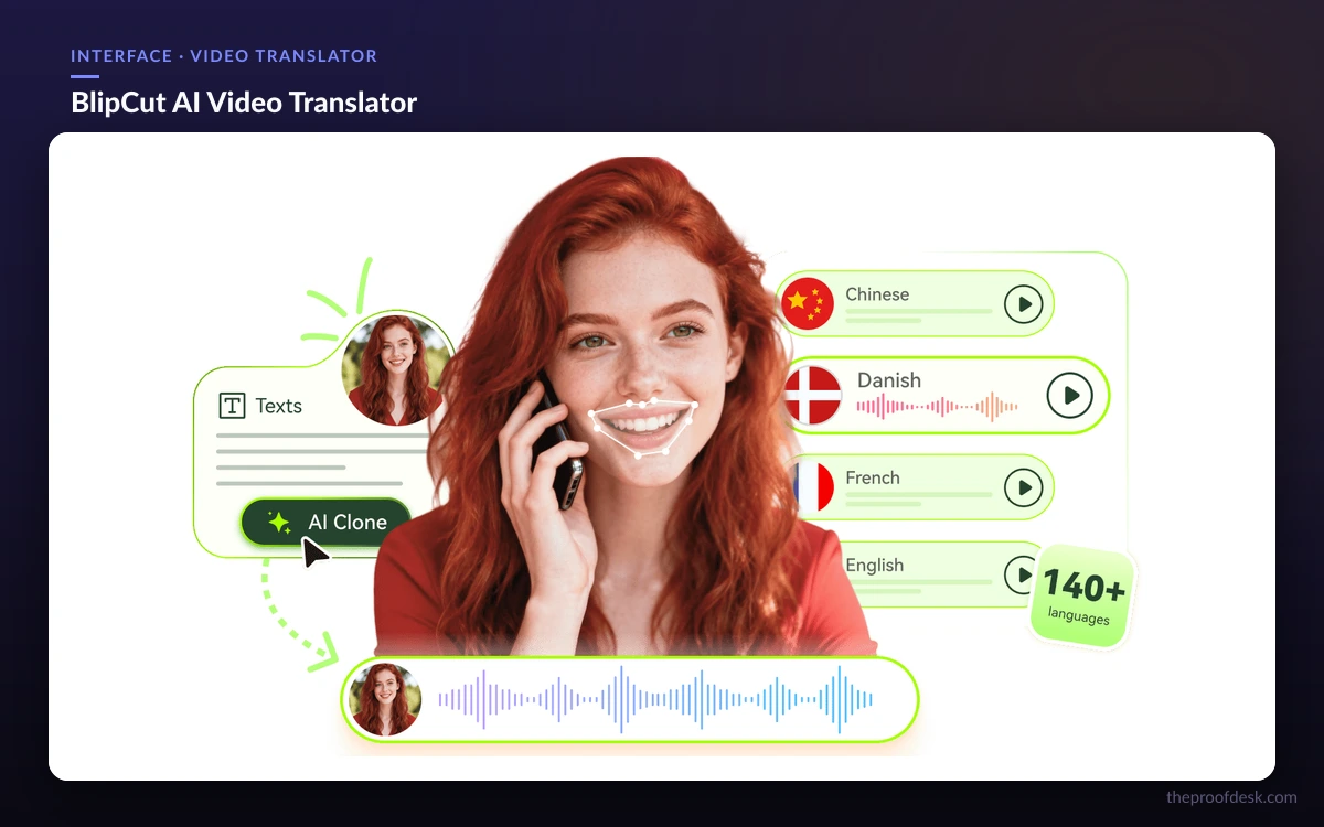 BlipCut AI Video Translator web interface