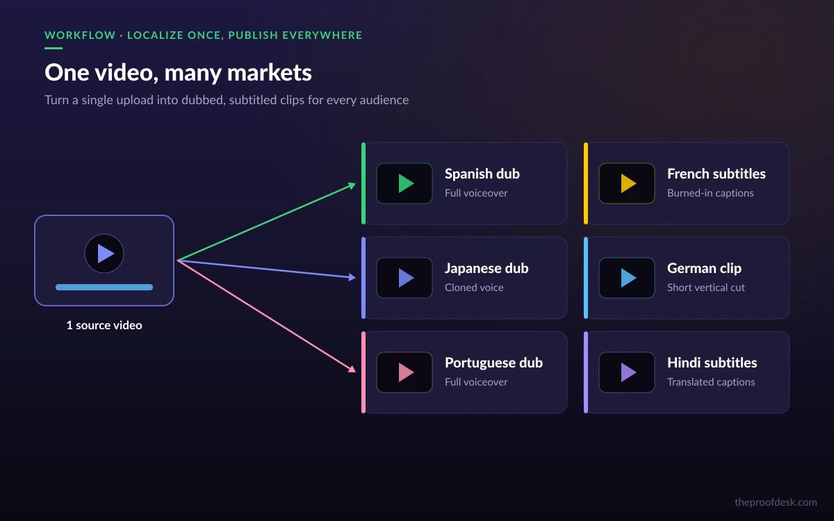 Creator localizing a video into multiple languages with BlipCut