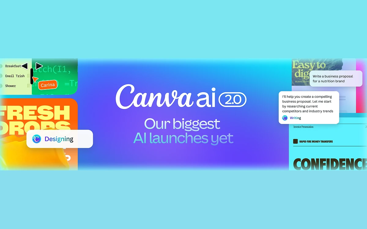 Canva newsroom banner reading Introducing Canva AI 2.0