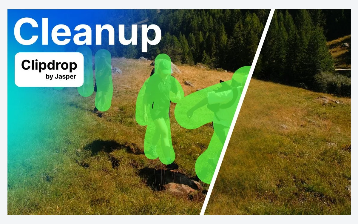 Clipdrop's Image Cleanup tool preview, the same team's object remover inside the Clipdrop suite