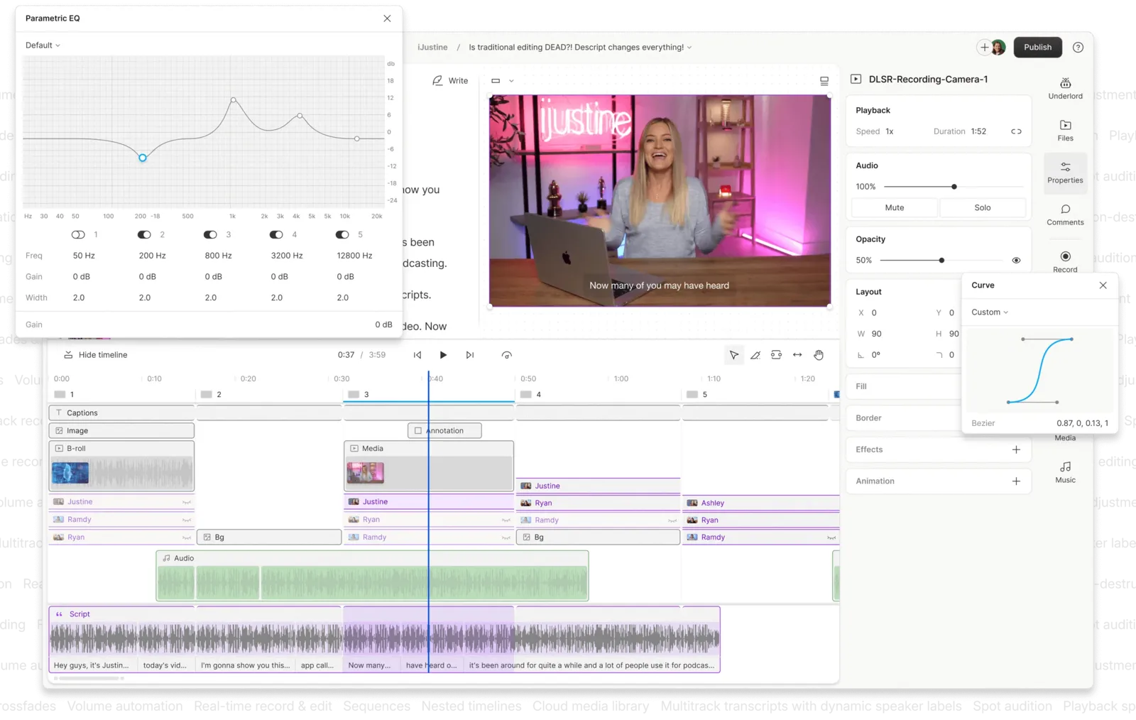Descript editing and collaboration features