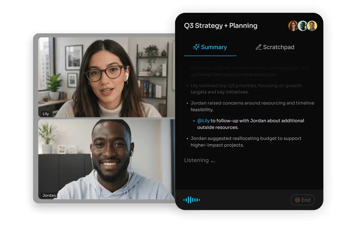 Fathom meeting summary and transcript view after a recorded call