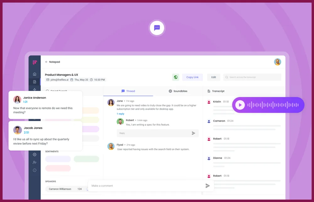 Fireflies meeting capture and transcript workflow