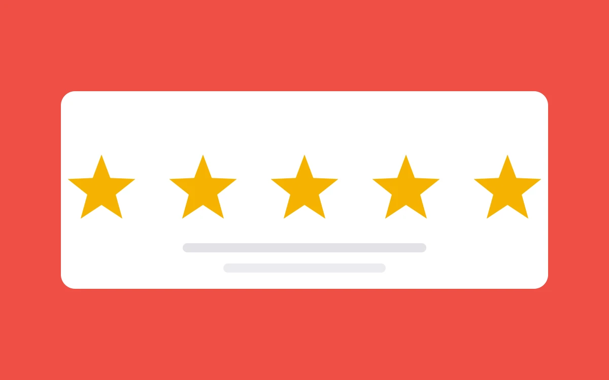 A five-star rating card illustrating customer review scores