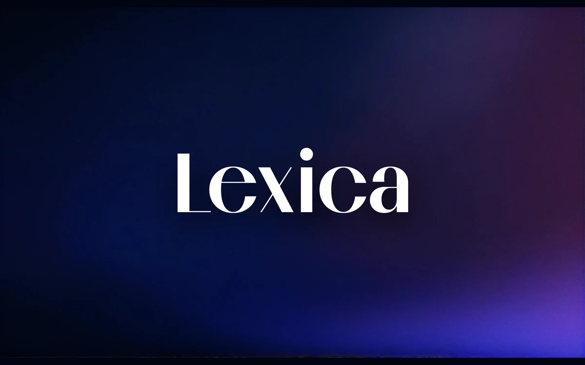 Lexica wordmark on a dark blue and purple gradient background