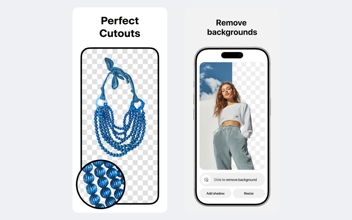 Pixelcut background remover cutting a product out onto a transparent background