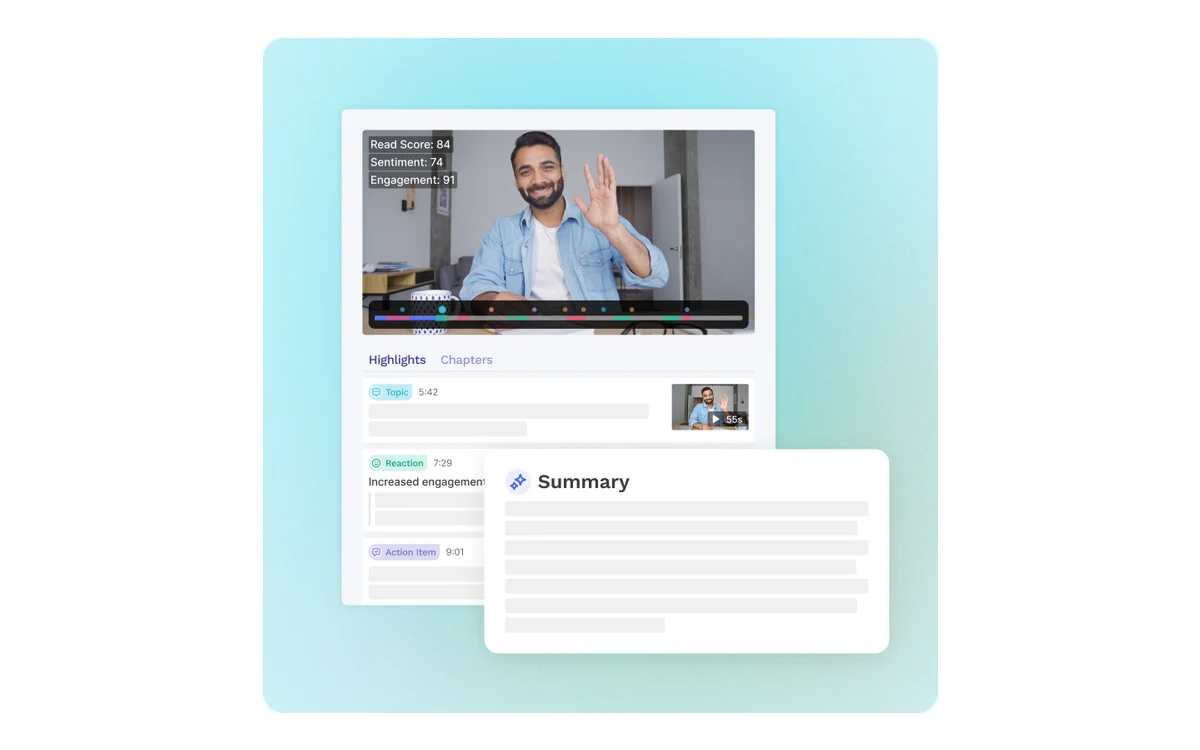 Read AI meeting recap showing the summary and transcript for a call