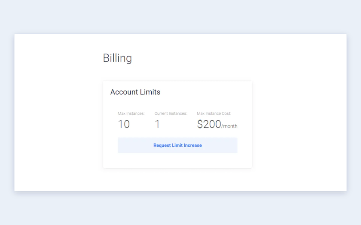 Vultr console Account Limits page showing per-account resource limits