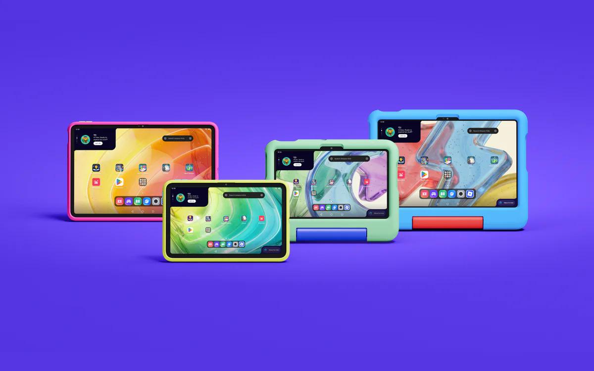 Amazon Kids Tablets in two sizes inside colorful kid-proof cases