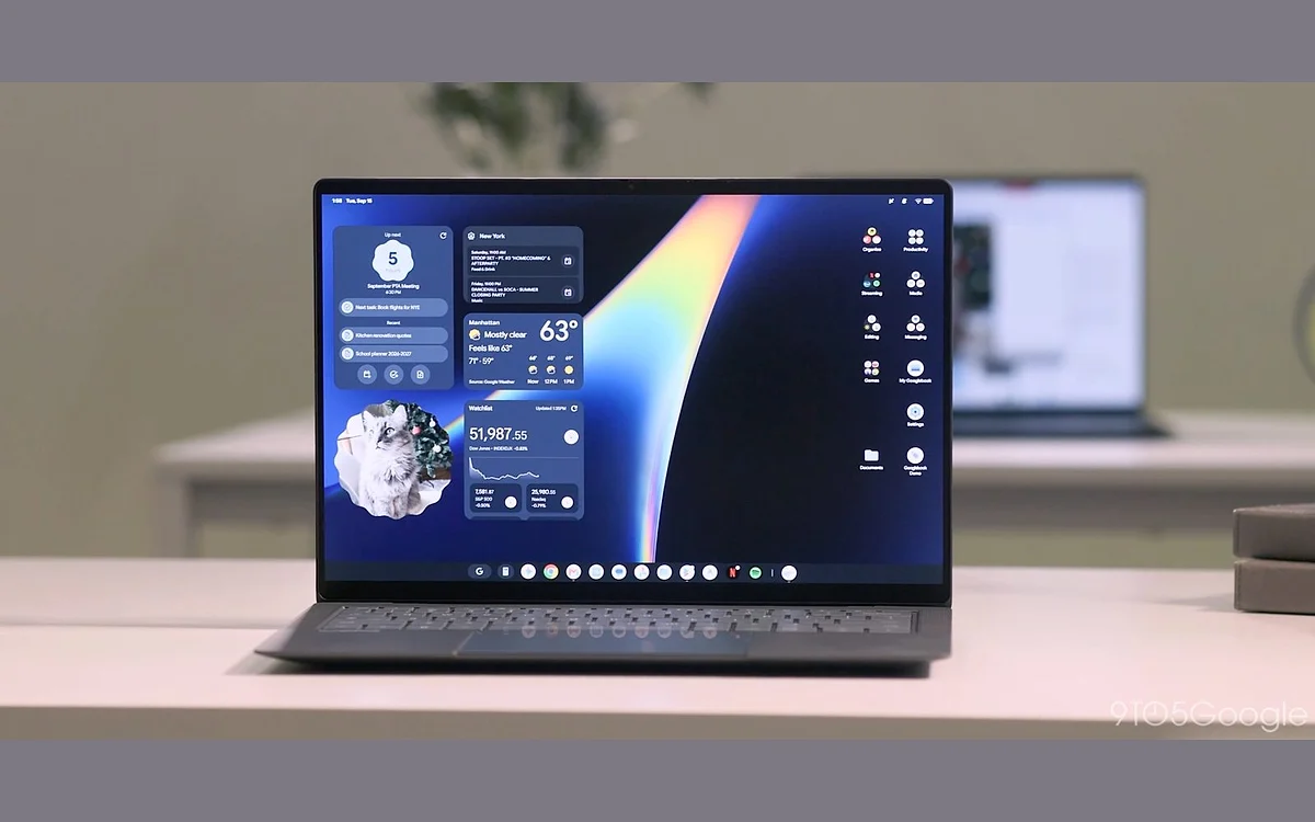 Acer Googlebook 14 laptop open on a desk, seen in a wide shot