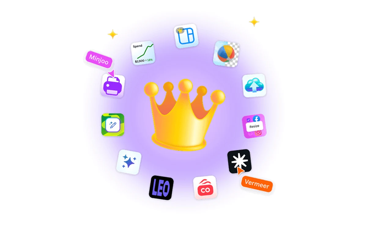 Canva Business crown graphic surrounded by Canva feature icons