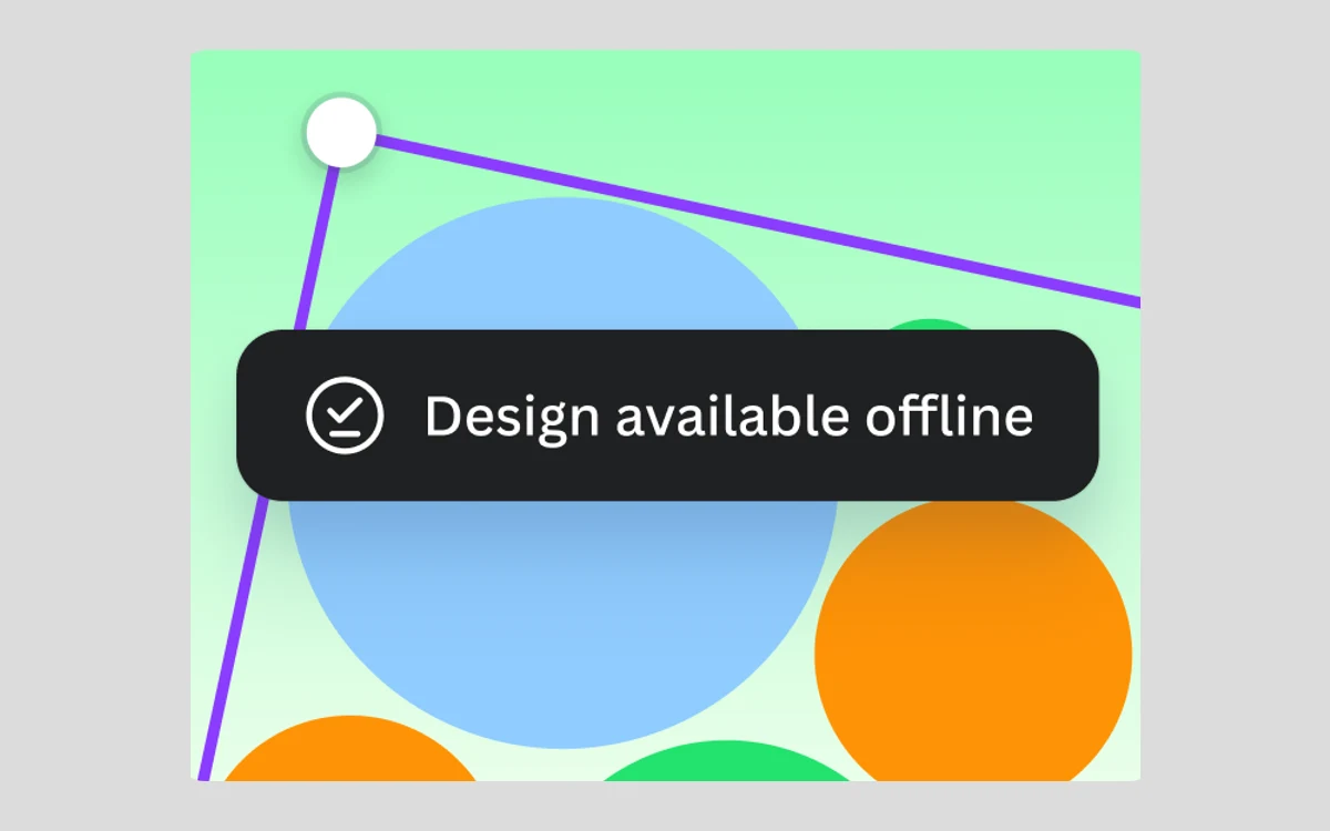 Canva design canvas with a Design available offline notification