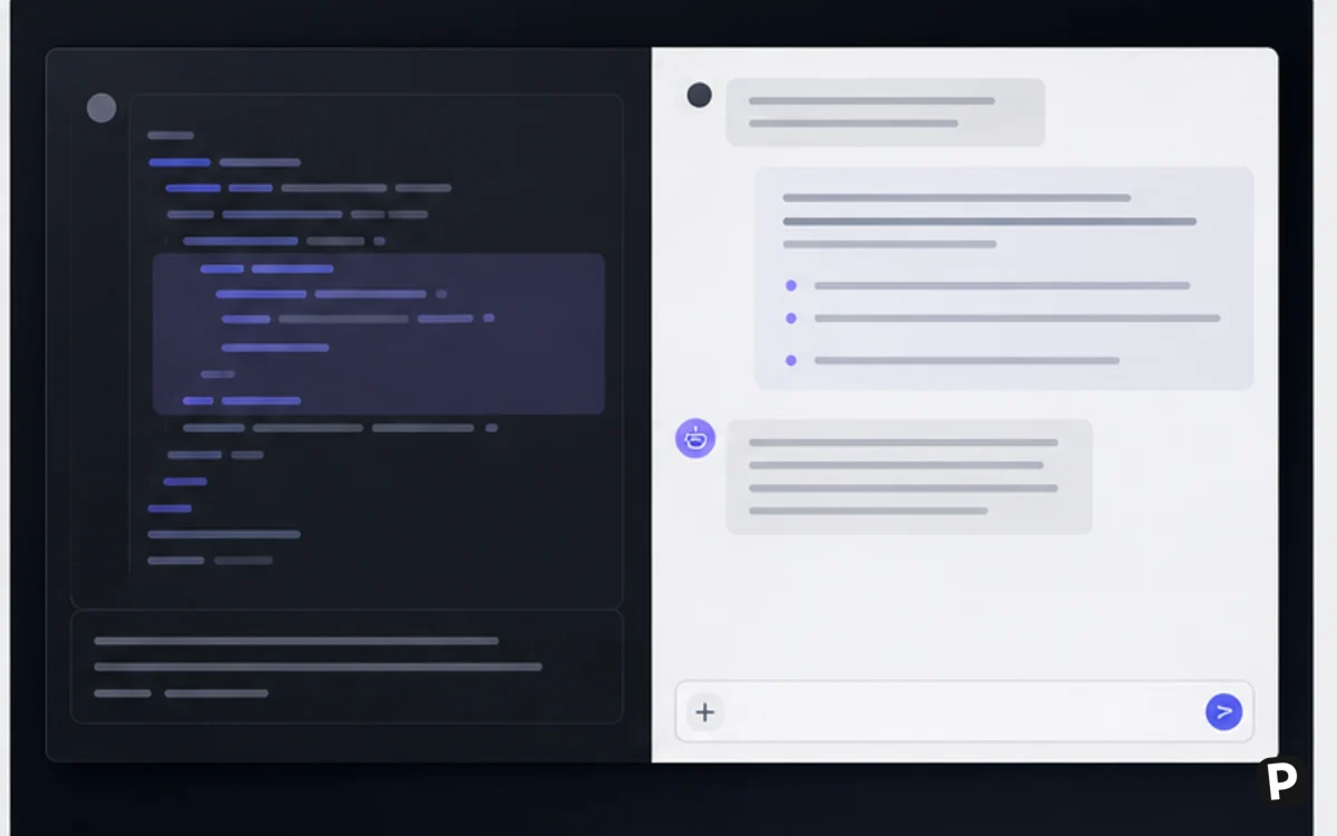 AI assistant explaining code beside an editor
