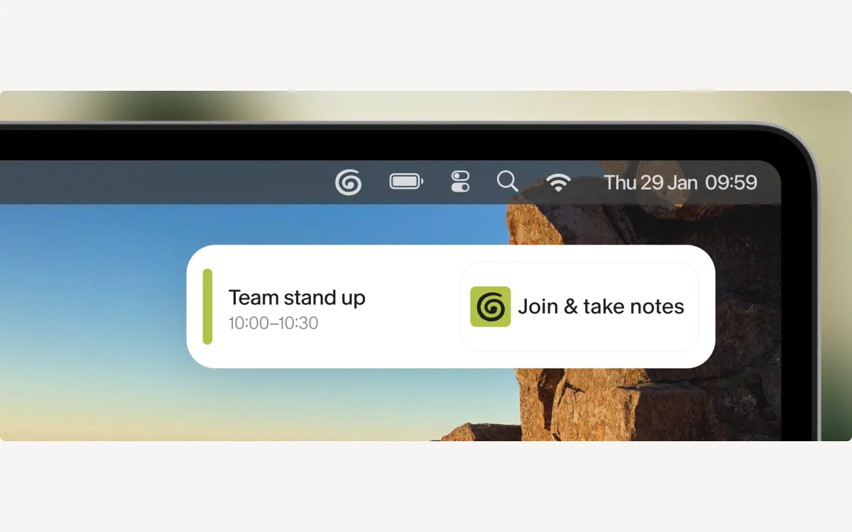 Granola notepad capturing meeting audio in the background without a bot in the call