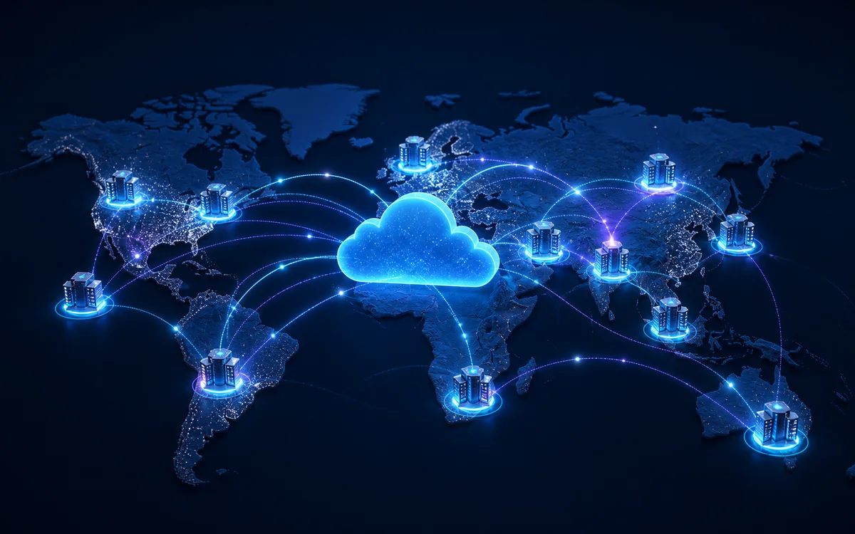 Global cloud data-center network connected across multiple regions