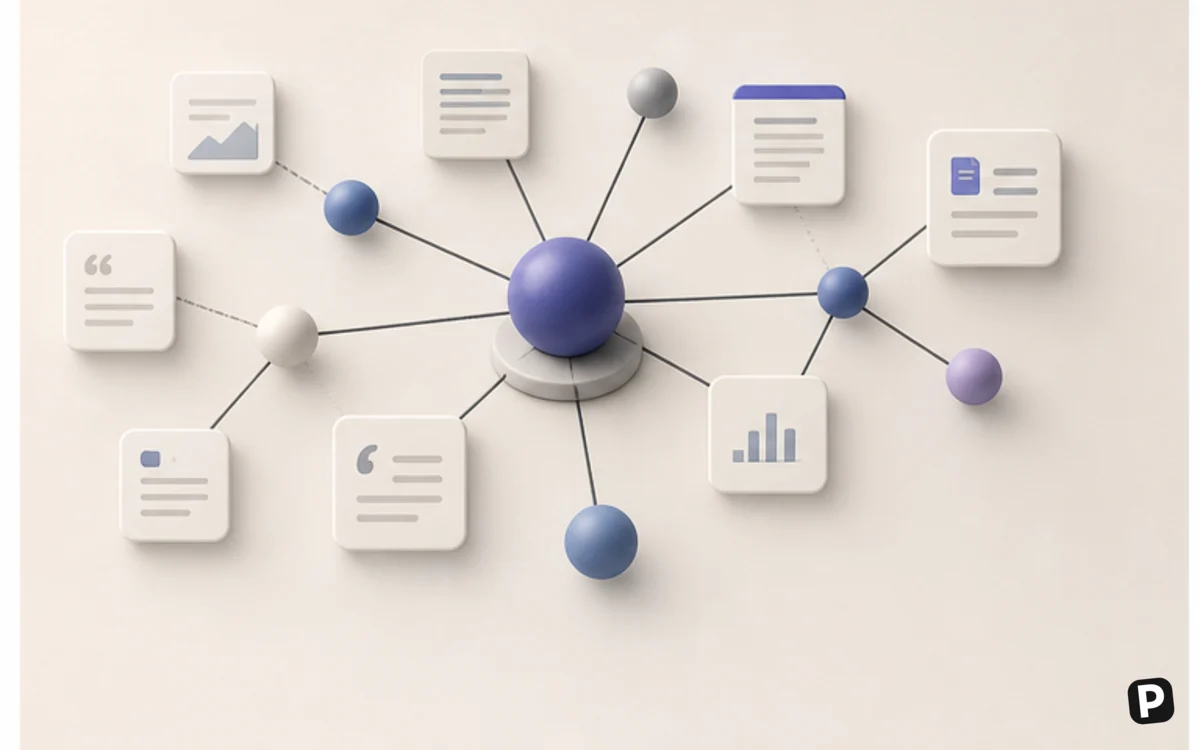 Linked knowledge graph connecting research notes