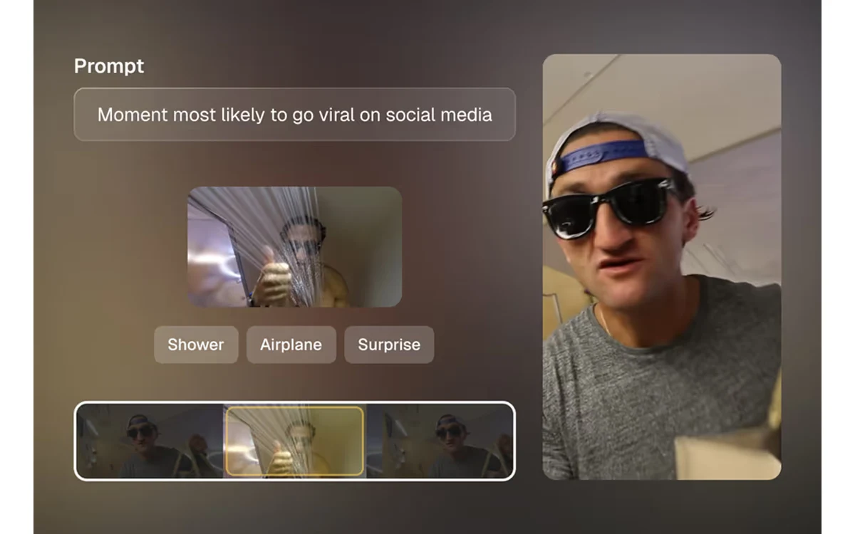 OpusClip ClipAnything AI detection interface identifying moments in a video