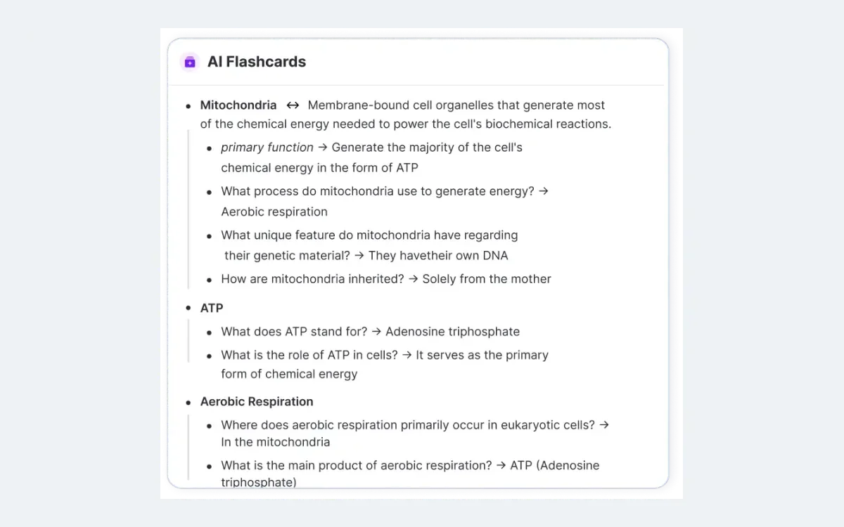 RemNote AI generating flashcards from a document