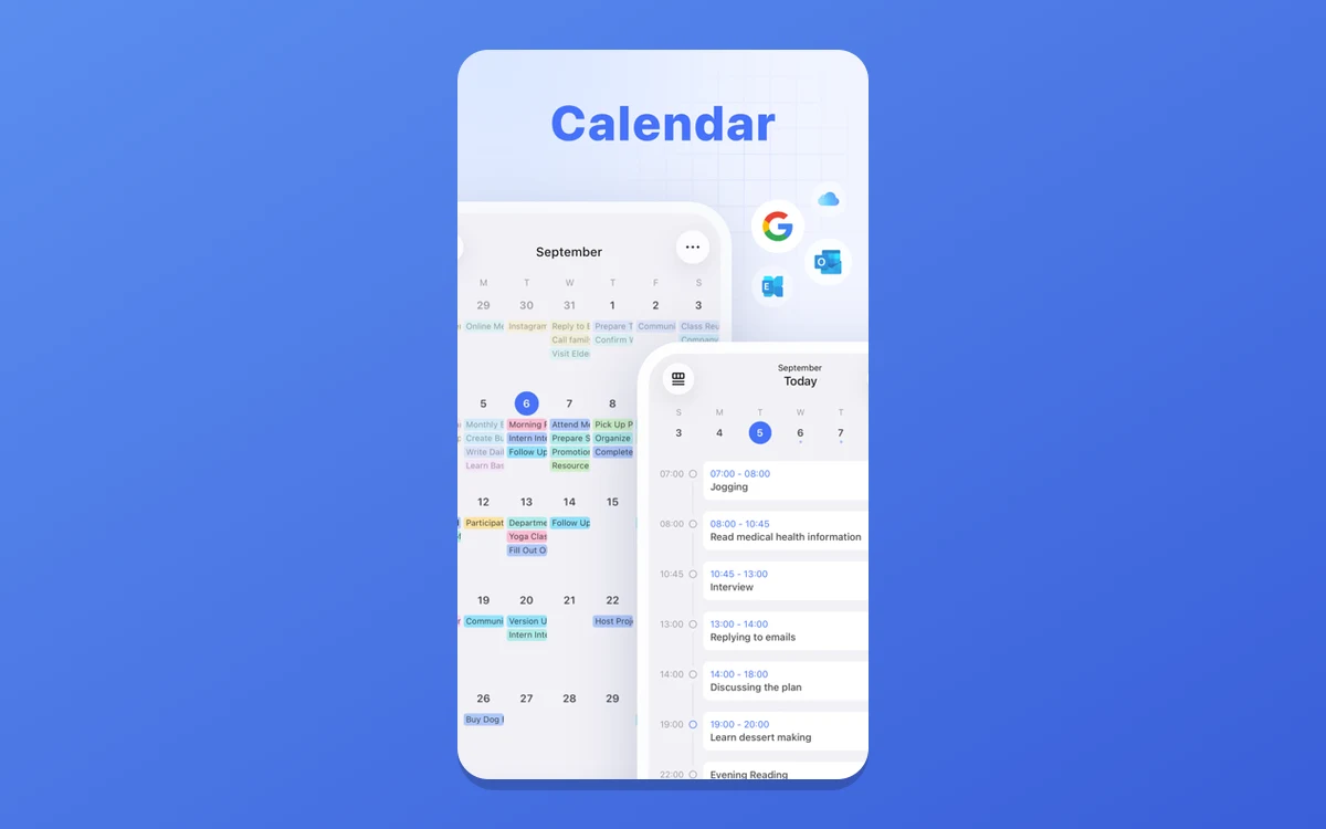 TickTick calendar month view showing scheduled tasks