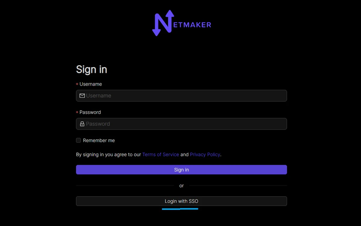 Netmaker login page with a Login with SSO button